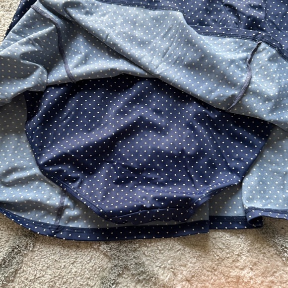 LL Bean one piece Swim Dress Swimsuit bathing suit Navy Blue white Polka Dot 14 - Picture 11 of 12